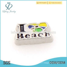 2015 New Design Letter I LOVE Beach floating charms for Living Glass Floating Lockets